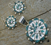 American Indian Jewelry-Mother of Pearl Jewelry Pendant w/ Earring Set